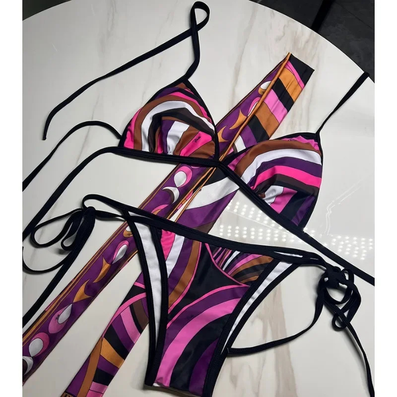 2025 Womens Headband Bikini Sets Fashion n Letter Stripe Print Swimsuits Europe Sexy Tankini Swimsuits 250415