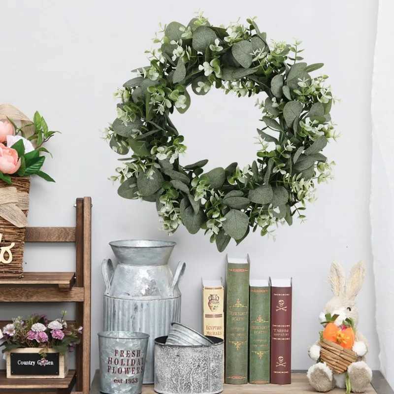 Eucalyptus Wreath Flowers Gifts DIY Rattan Creative Artificial Garland Hanging Pendants Wedding Decoration Home Party DecorM251115