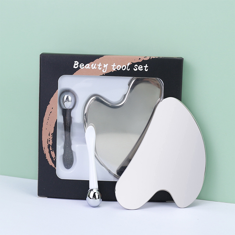 Facial Beauty Tool Set Heart-Shaped 304 Stainless Steel Gua Sha Board LM-Style Eye Cream Massager