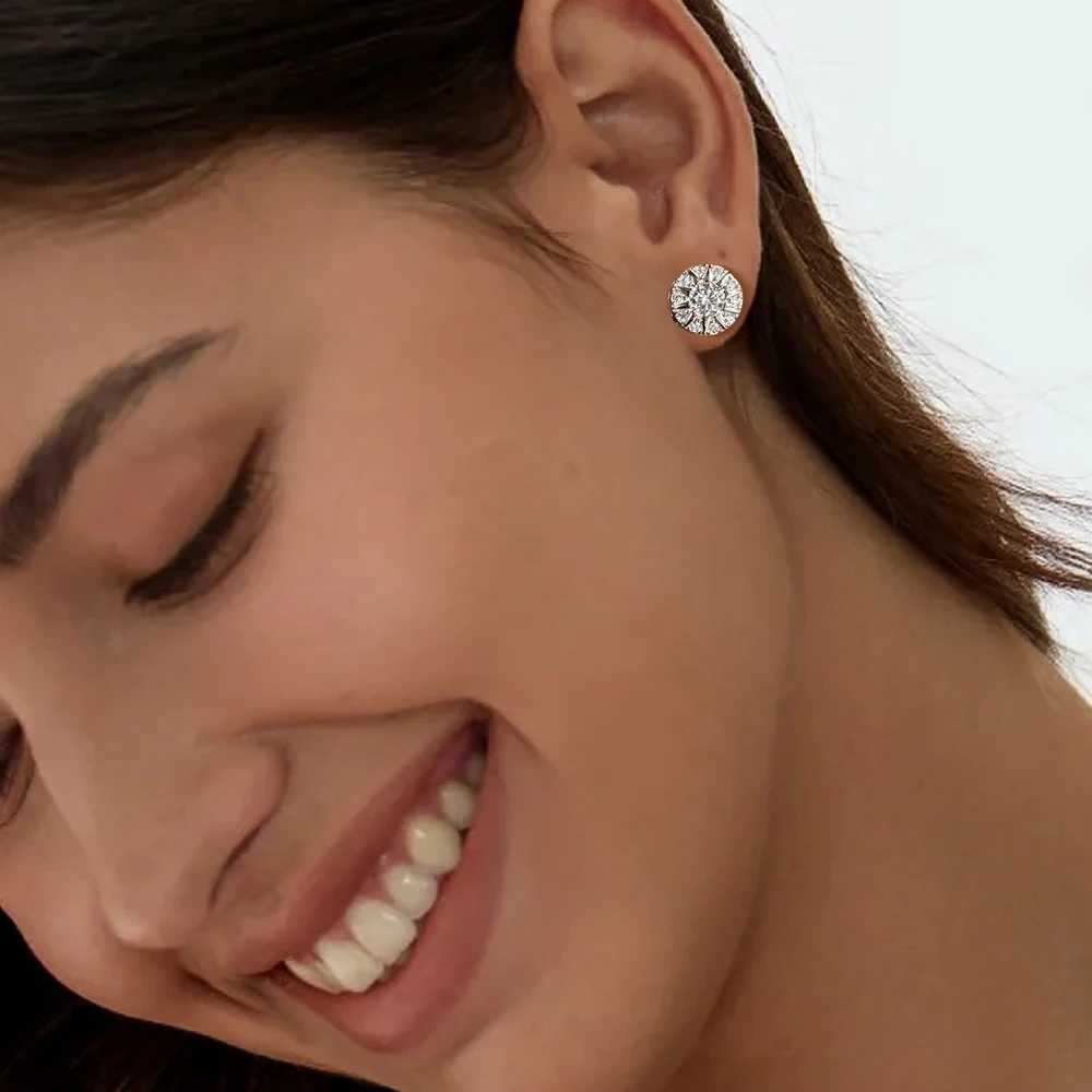 FEOBUR 10mm D Color Moissanite Cluster Stud Earrings for Women 925 Sterling Silver Diamond Ear Studs Man Hiphop Jewelry Gift W251115