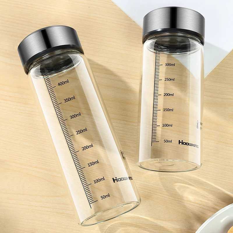 Portable Glass Water Bottle Hot Milk Bottle graduated Cup with Lid Refrigerated Milk Tea Cup Outdoor sports water bottleW251114
