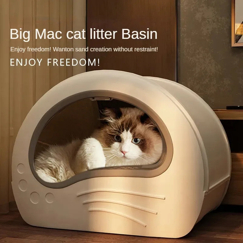 Pet Sand Box Closed Deodorant Cat Litter Box Capsule Modeling Drawer n Cat Toilet UV Sterilizing Litter Tray For Cat pet 250414