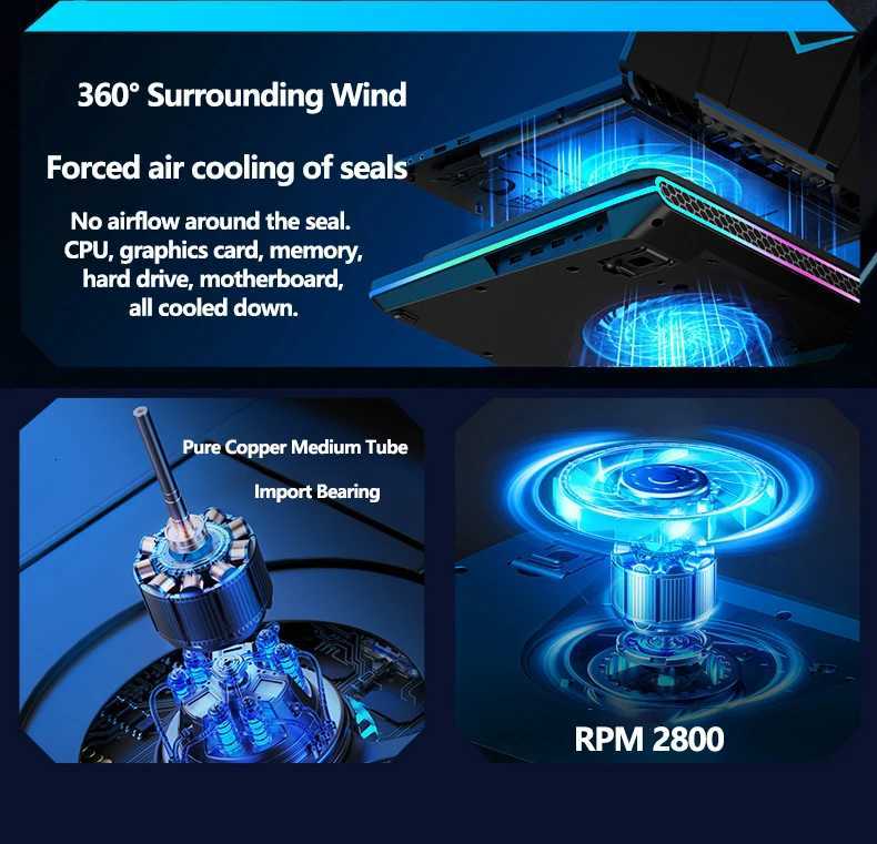 V12 RGB Gaming Laptop Cooler with 55-inch Powerful Turbine Fan 156-21 inches Adjustable Speed Touch Control LCD ScreenM251115