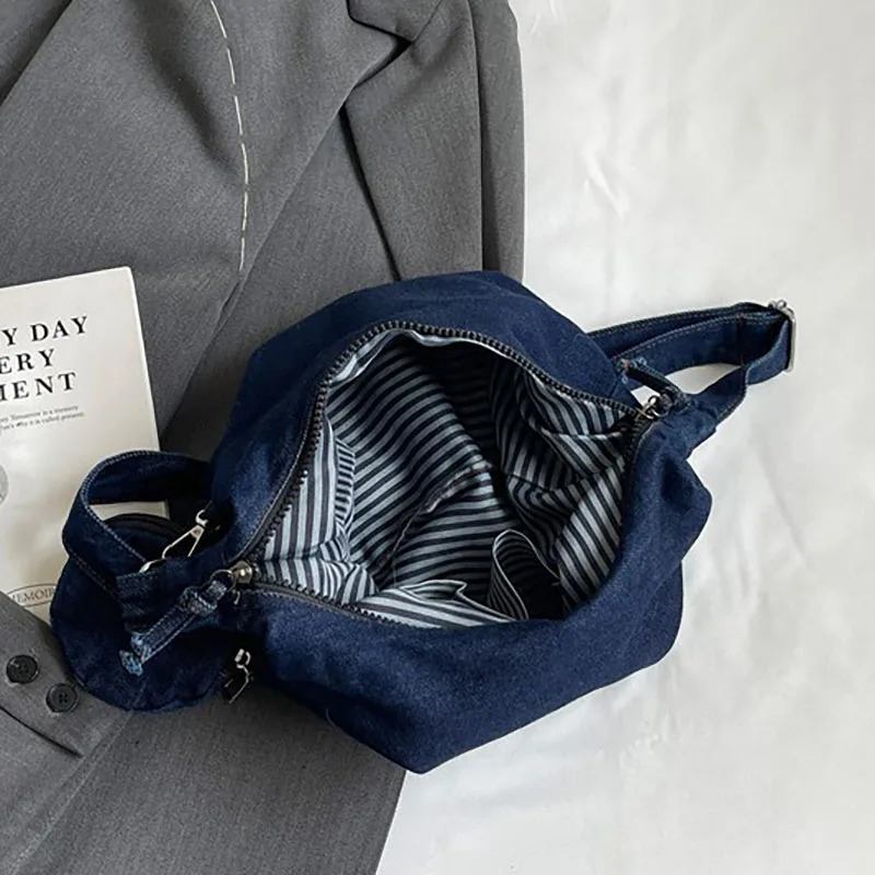 Womens Retro Cowboy Cloth Bag Casual Communicating Shoulder Bag Large Capacity Cross Bag Adjustable Shoulder Strap 250410