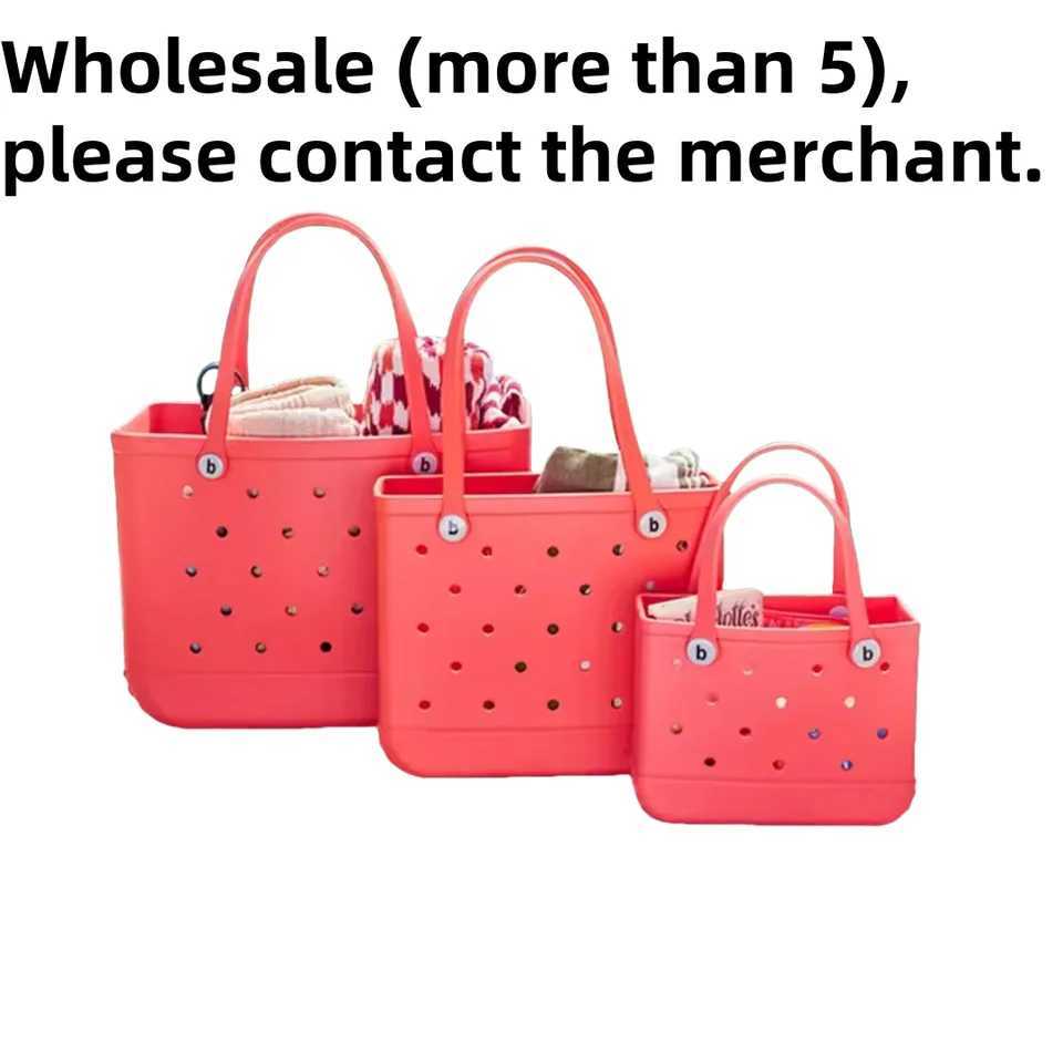 XL Super Large Beach Bag EVA Rubber Waterproof Beach Travel Picnic Storage Basket Womens Shopping Handbag Sac Jelly Handbag W250415