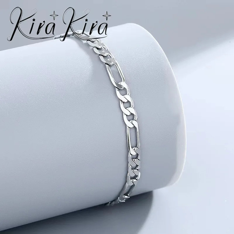 S925 sterling silver Anklet Figaro bracelet for hip-hop ren and mothers 250408