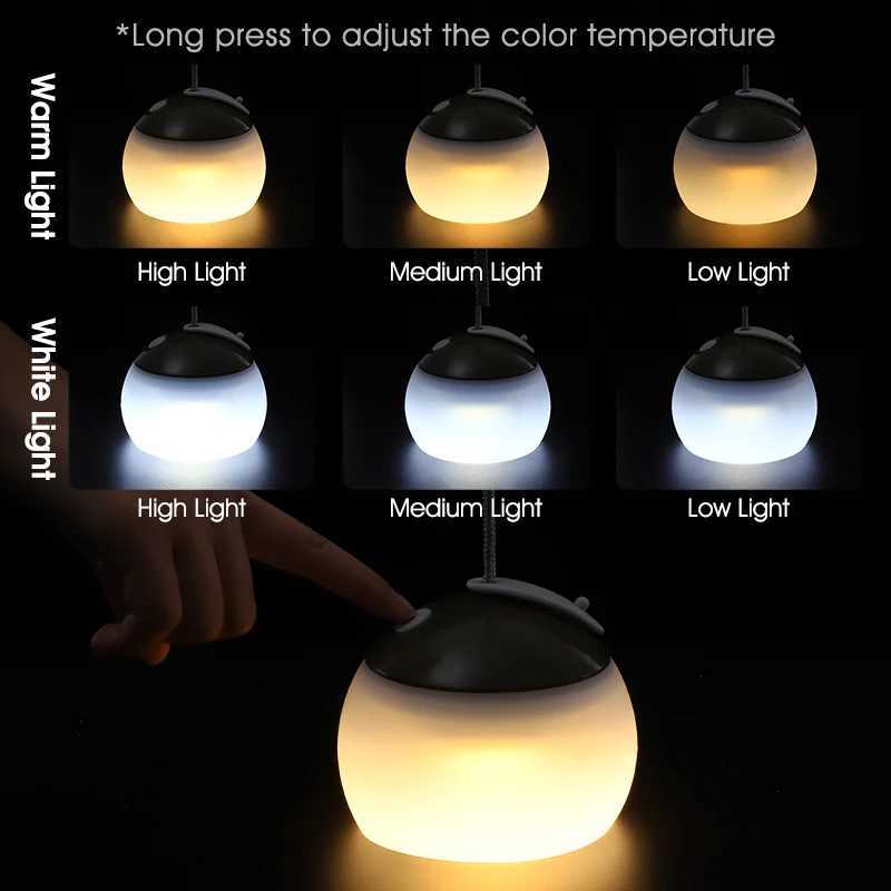WEST BIKING Portable Camping Light Outdoor Emergency Tent Hanging Lamp IPX5 Waterproof USB Charging Retro LED Atmosphere Light M251115