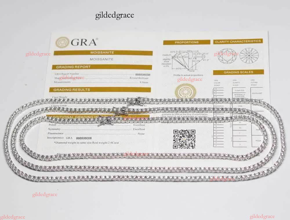 Wholesale Hip Hop Jewelry Fashion Iced Out Sier Hip hop 2mm-6.5mm Zircon Moissanite Dia Tennis Chain CZ Necklace Fashionable man For Men Women