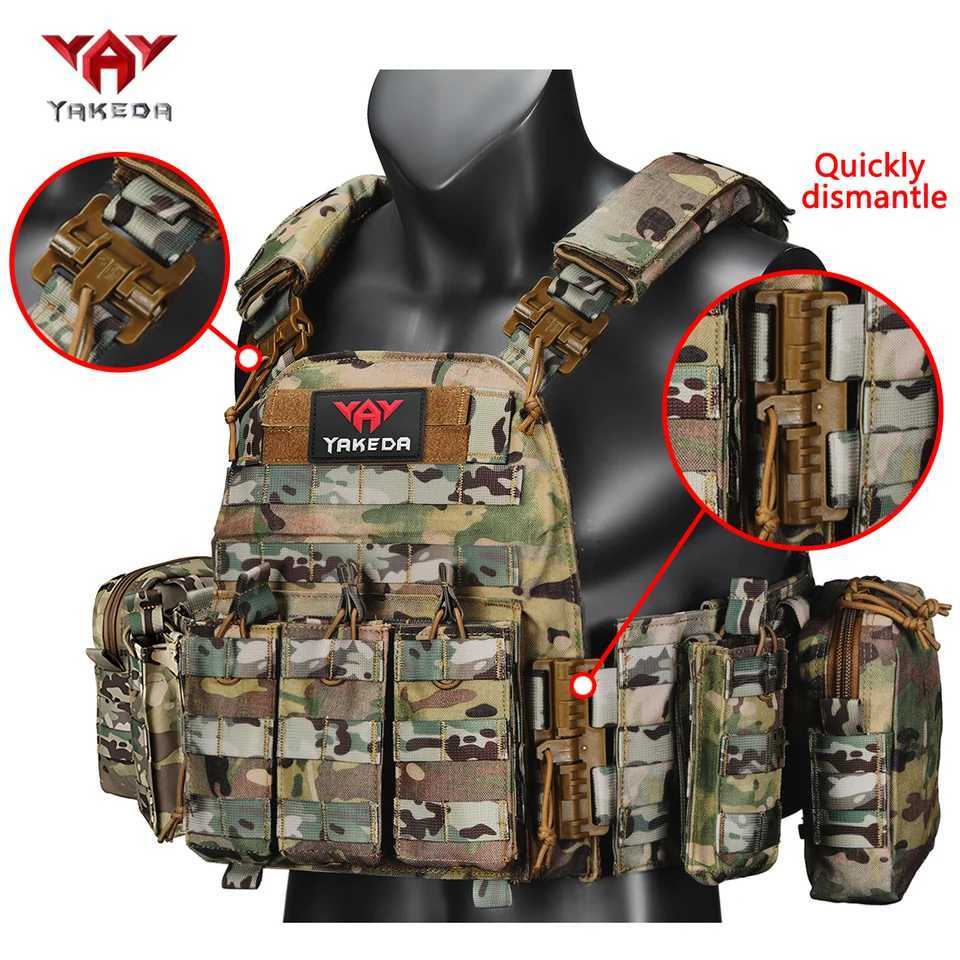 YAKEDA Quick-Release Three-in-One Equipment Bag Hunting Vest with Six-Piece Accessory Set Detachable and Expandable XJ251114