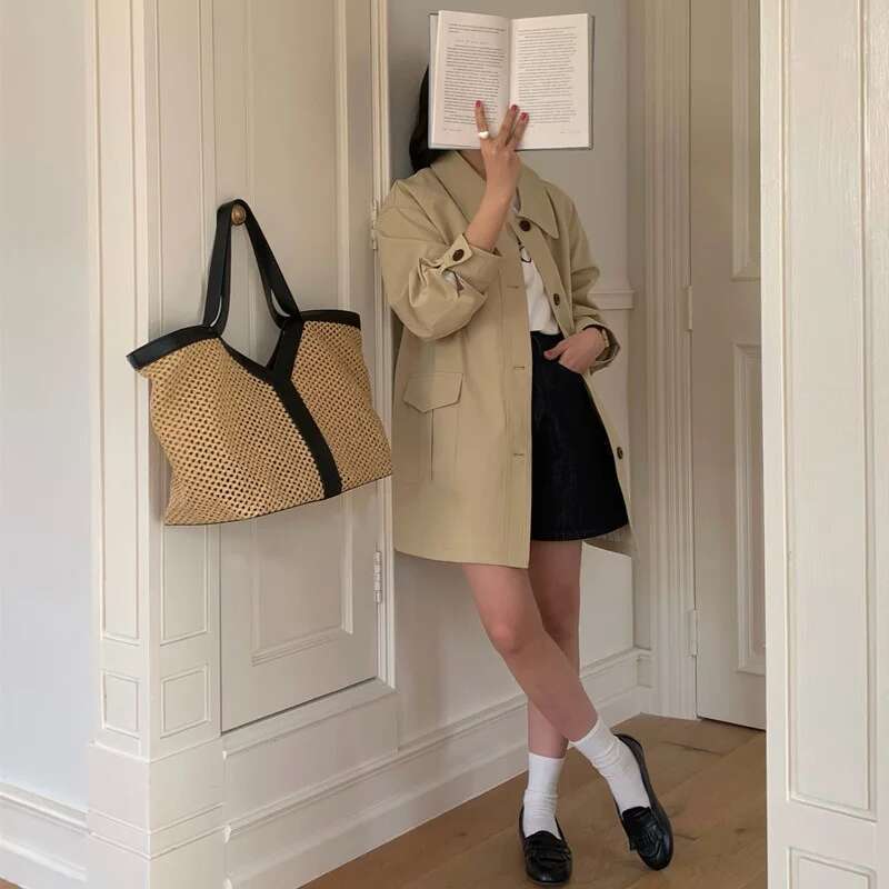 Brand Designer New Y-Shaped Straw Tote Large Capacity Shopping Beach Shoulder Underarm Woven Women's Bag