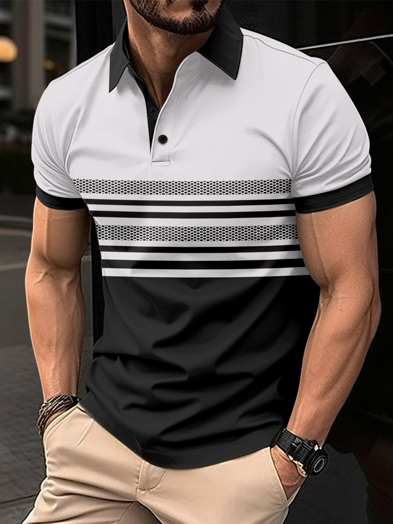 Quick sale fashion mens 3D printed polo shirt casual breathable mens sports polo top