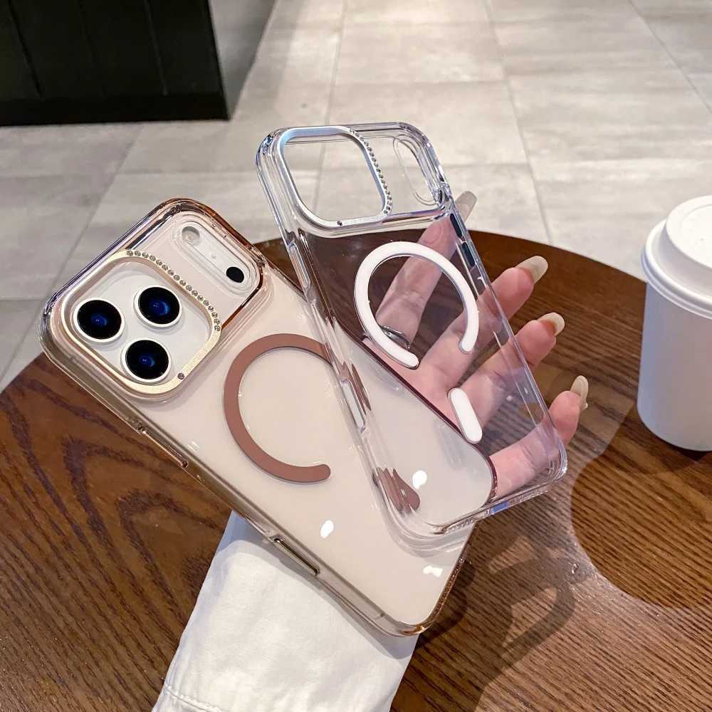 for Glitter Diamond Acrylic Case for iPhone 17 Pro Max Air Magnetic Wireless Charging Camera Control Button Clear Cover J251202
