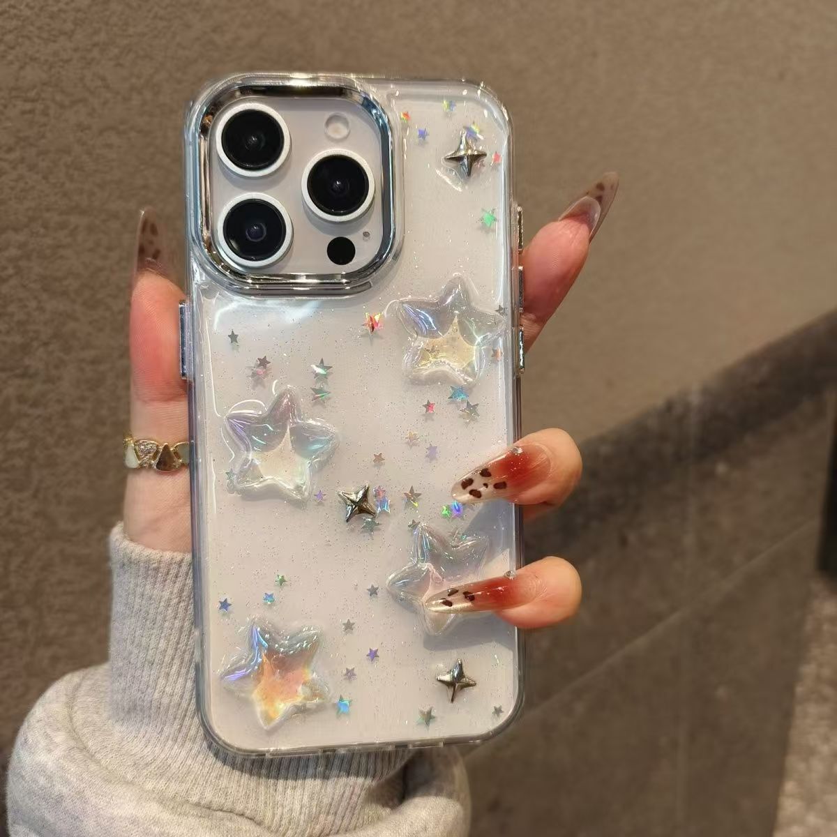 Pentagram Transparent Phone Case Compatible with iPhone 17 Pro Max High-End vogue protective case iPhone 16/15