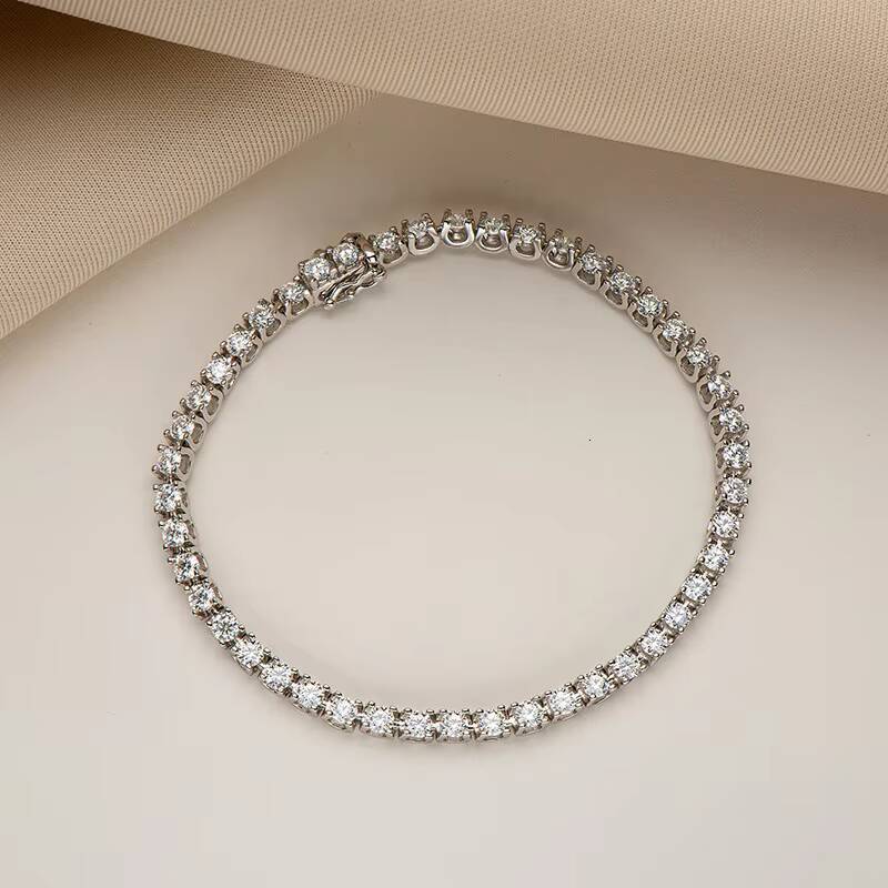 Classic Style Punk Hip Hop D Color FL GRA Moissanite Silver Chain Bracelet for Party
