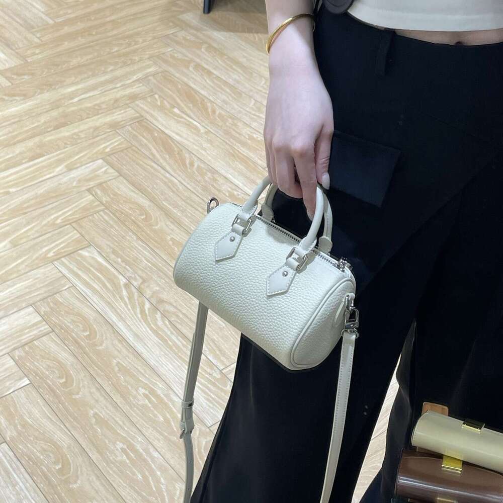 Mm Women's Bags Women's Boston Bowling New TC Cowhide Handbag Crossbody Niche Design Shoulder Bag