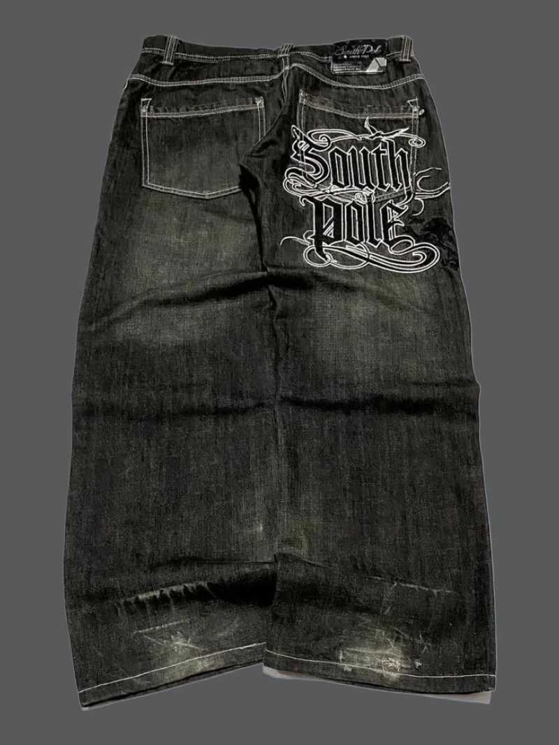 Y2K New South Pole jeans American retro Gothic graphic embroidered luggage jeans Harajuku mens hip-hop wide leg pants Strt Wear X250504