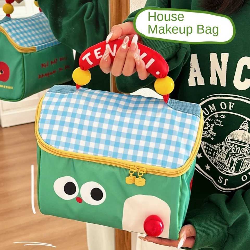 Cute villa makeup bag large capacity multifunctional fresh insulated lunch box handbagXJ250415
