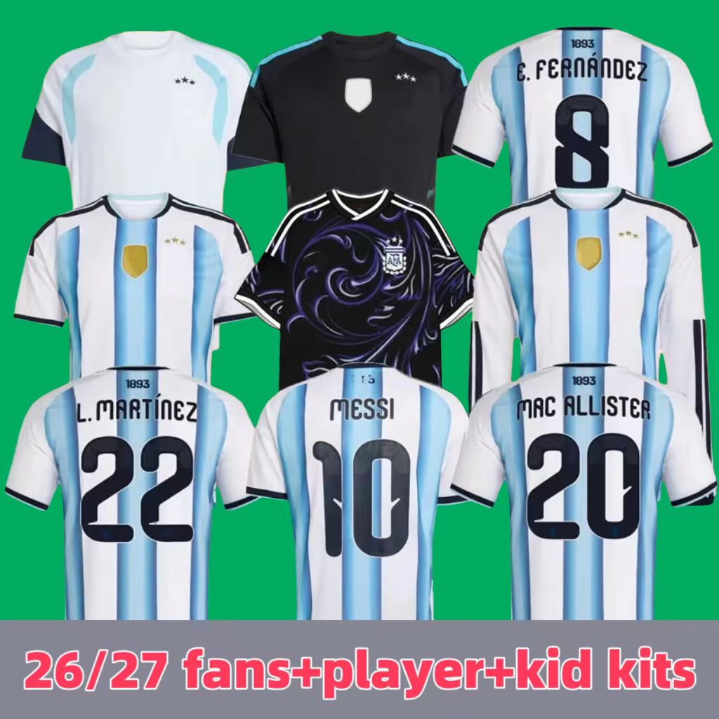 2026 Argentina World Cup MESSIS Soccer Jerseys 2025 2026 DE PAUL J.ALVAREZ DI MARIA Football Shirt OTAMENDI DYBALA L.MARTINEZ MAC PALACIOS PEZZELLA Kids Kit Uniform