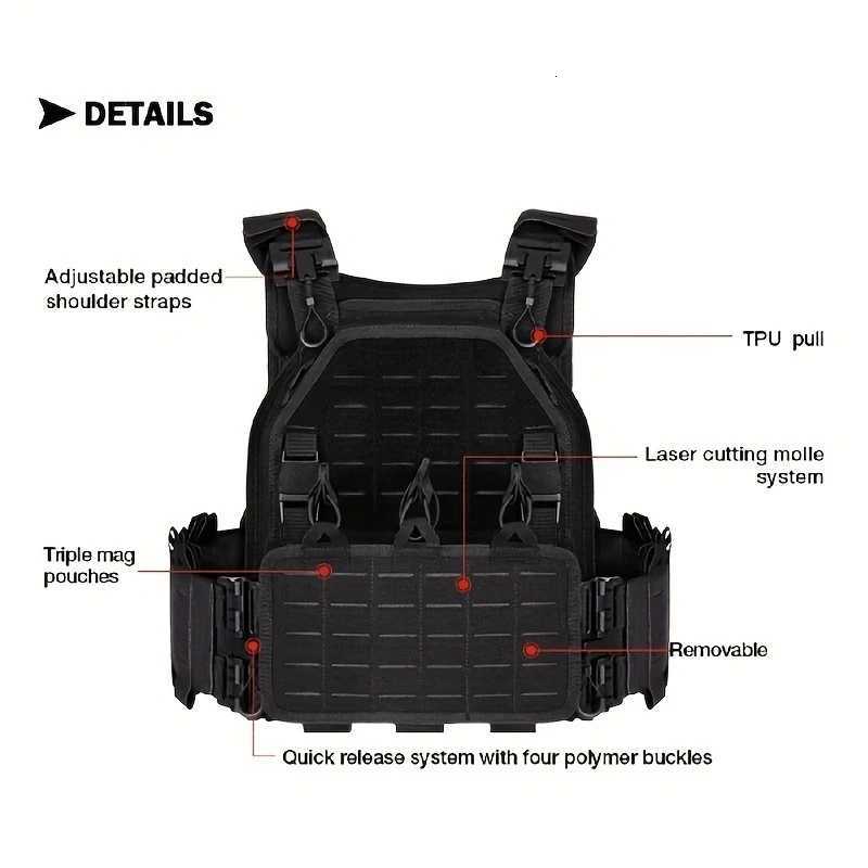 YAKEDA Tactical Vest 6094 Fast detachable light laser cut outdoor hunting black gear carry vest of high qualityXJ251114