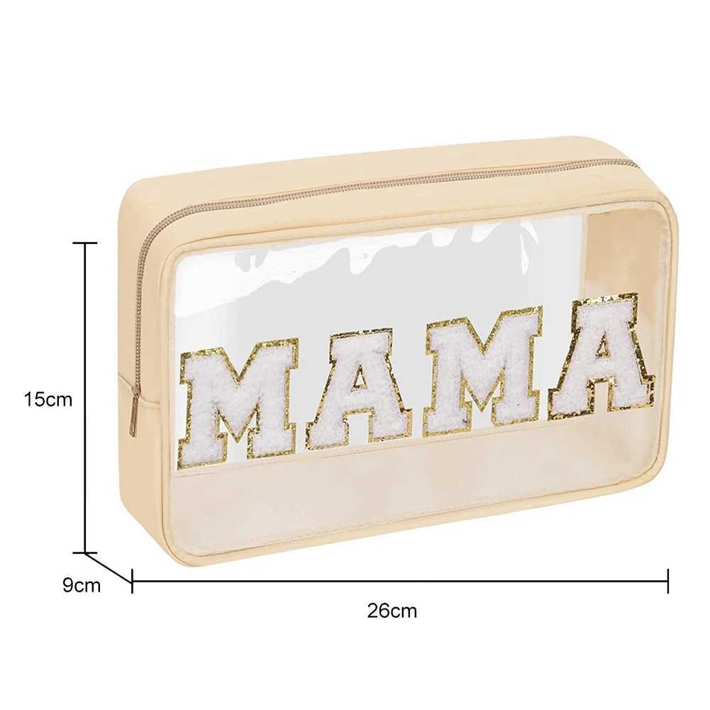 Womens toilet bag large travel makeup bag womens makeup bag transparent letters mothers makeup box storage bag handbagXJ250415