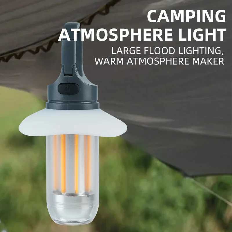LED Rechargeable Flashlight Camping Lantern 5 Modes Super Bright Portable Hanging Tent Lamp Waterproof Hiking Fishing Outdoor M251115
