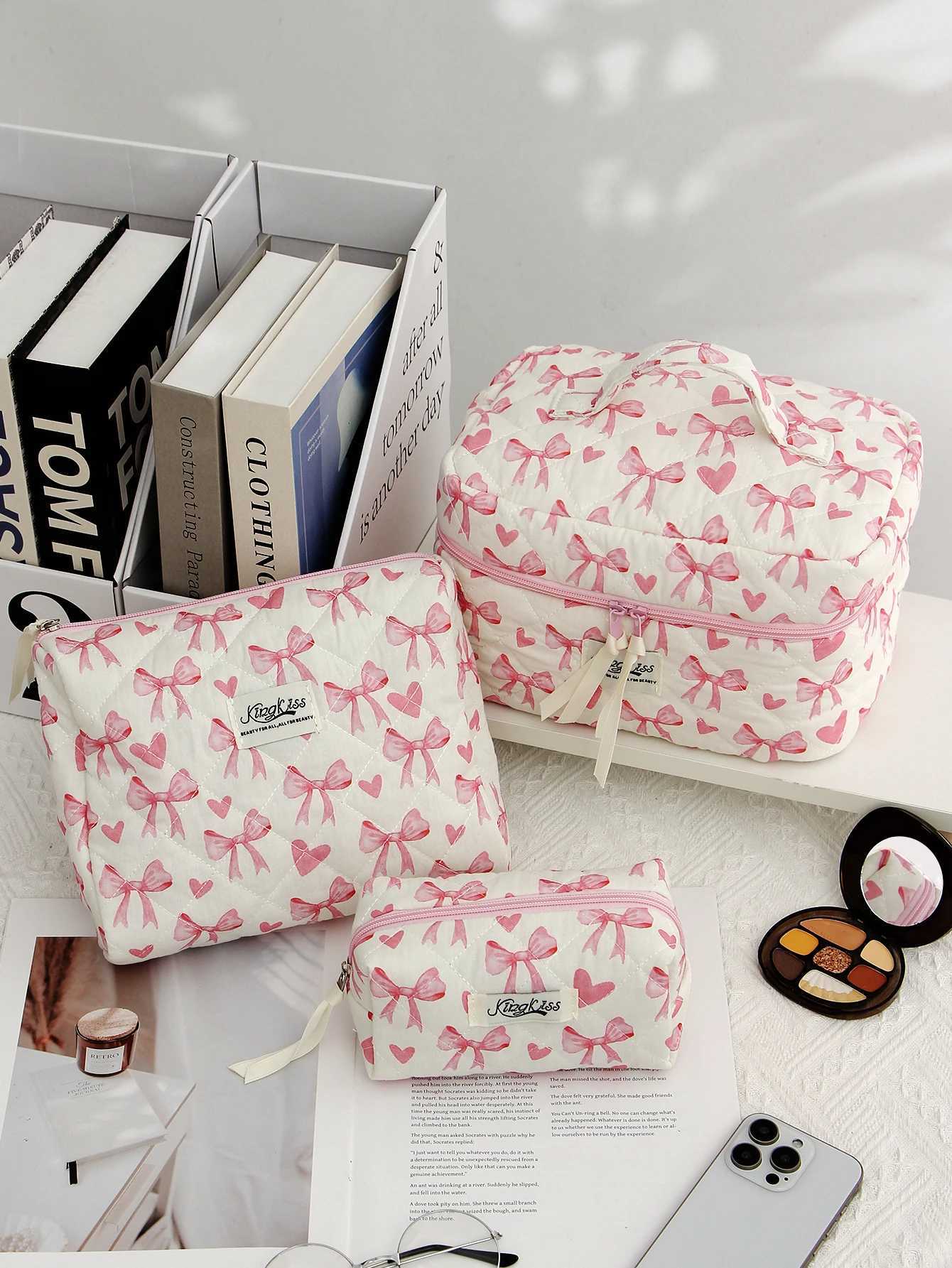 Butterfly pattern makeup bag set cute makeup bag large capacity travel toilet organizer bag zipper makeup organizer bagXJ250415