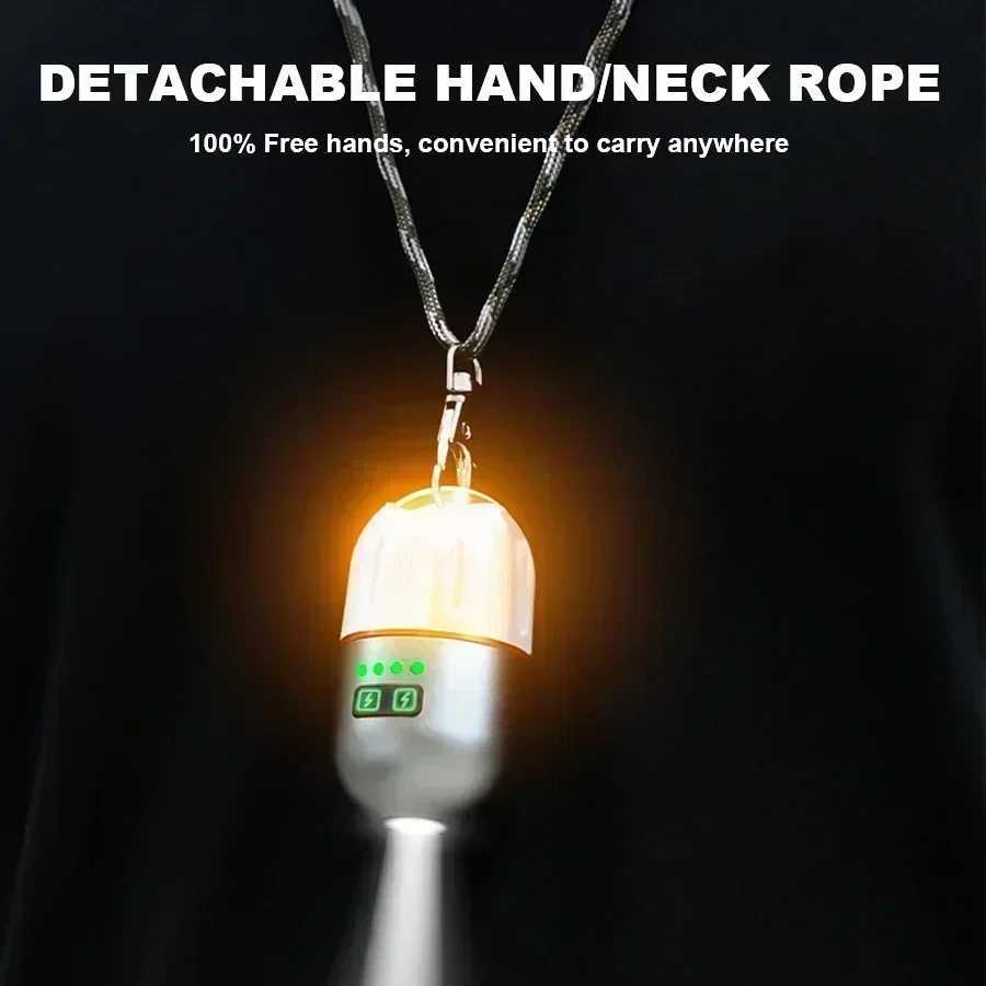 Powerful Mini LED Camping Light with Power Display Hook Built-in Battery Lantern USB Rechargeable Tent Hanging Lamp M251115