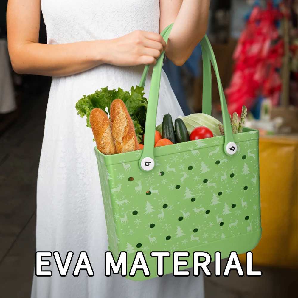 Solid Fashion Hole Durable Beach Bag Christmas Rubber Handbag Beach Boat Swimming Sports Shopping Portable Holiday Party Eva Han W250415