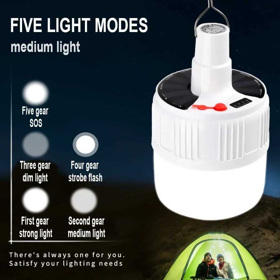 1/2PCS Outdoor Camping Light Bulb Portable Emergency Solar Lamp Tent LED Hook Up Hanging Camping Search Lights Lantern Hiking M251115