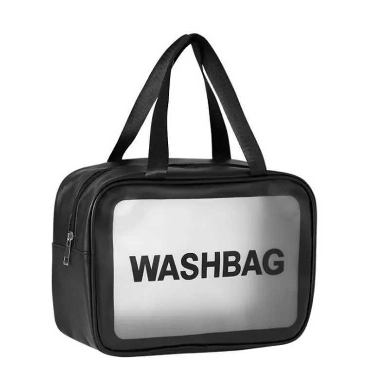 Portable makeup bag large capacity travel makeup storage bag transparent PU waterproof handbag 3-size wing bagXJ250415