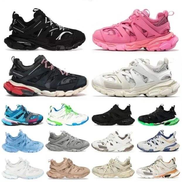 new high quality designer Shoes track tracks luxury shoes mens women trainers Shoes Triple white black leather Sneakers height increase