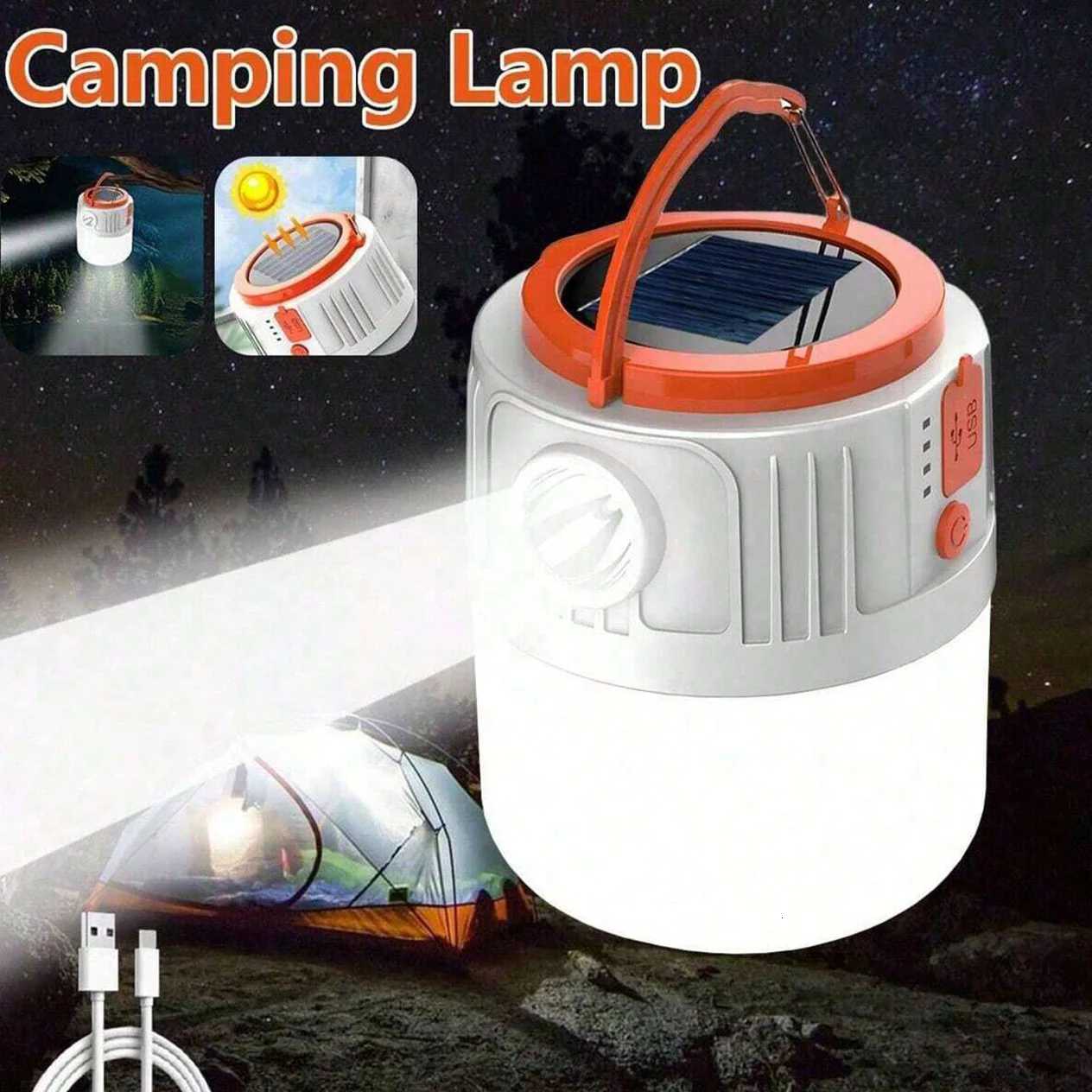 Portable LED Camping Light USB Rechargeable Spotlight High-Power Outdoor Emergency Lighting 5 Modes Optional with Power Bank M251115