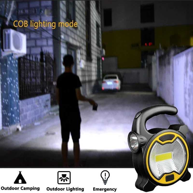 Battery Powered Portable COB LED Work Light Handheld Lantern Flashlight Outdoor Tent Camping Lights with Handle -Without Battery M251115