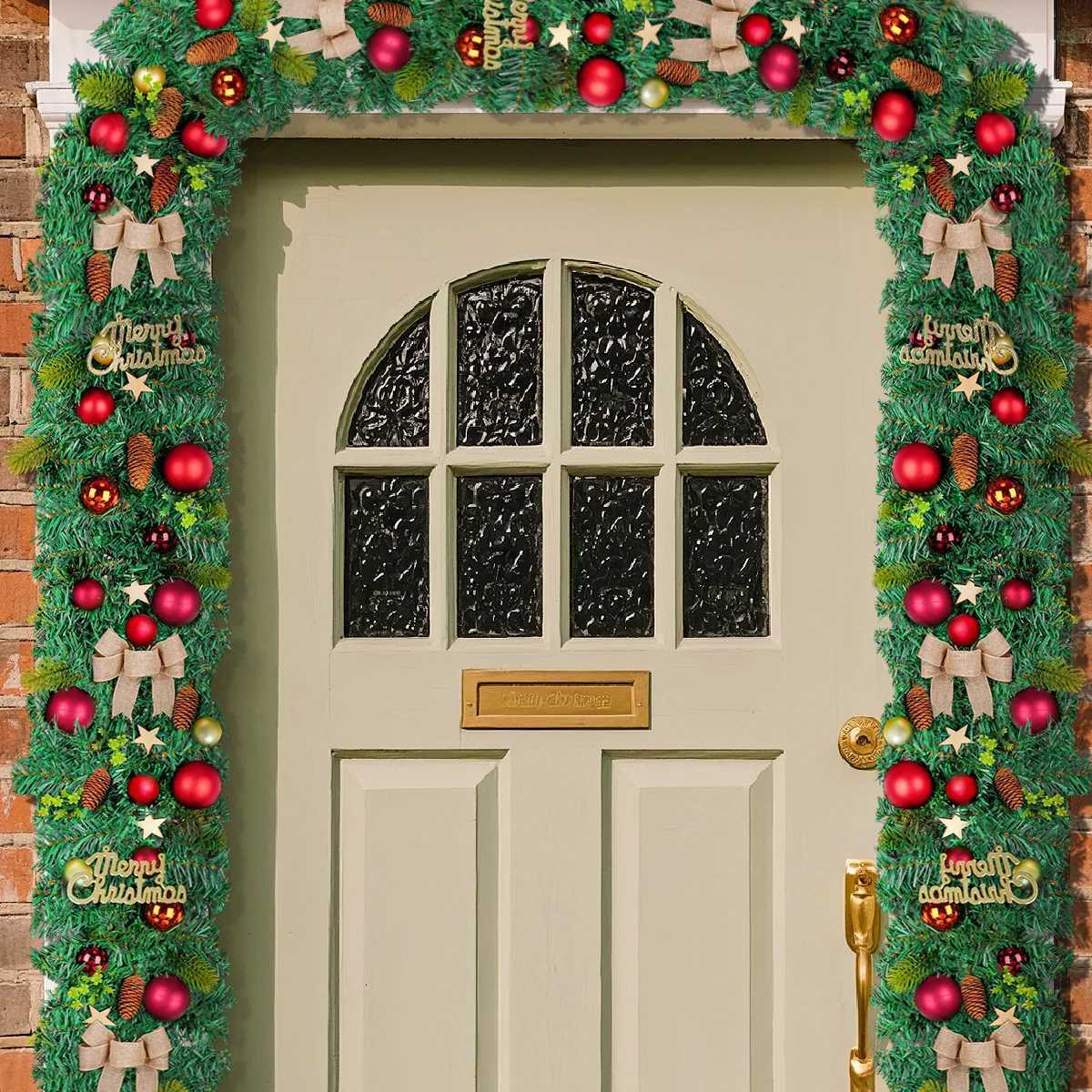 2025 Christmas Wreath Green Artificial Wreath With Cones And Red Berries Artificial Decoration For Indoor And Outdoor GardenM251115