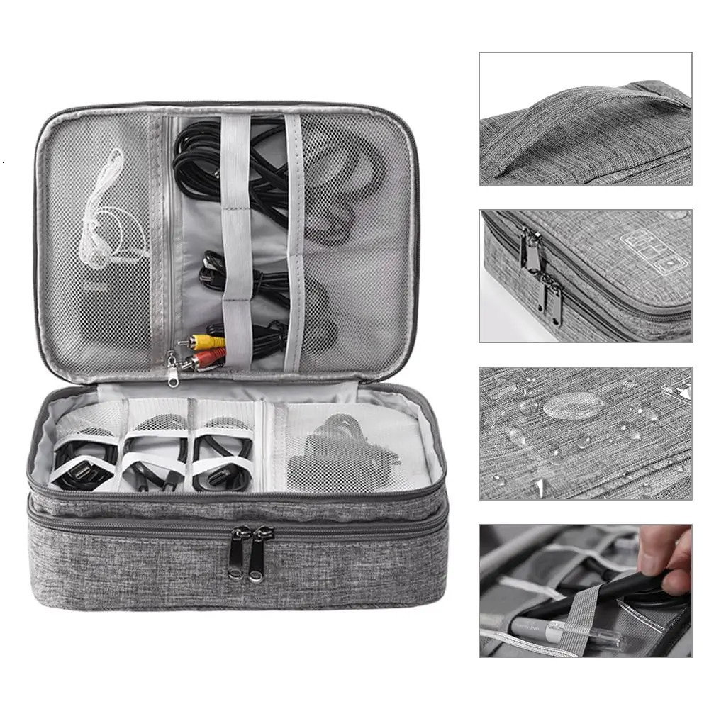 Travel Electronics Organizer Travel Cord Organizer Case Tech Storage Bag Large 3Layers Universal Carry Cable Bag for Phone 250407