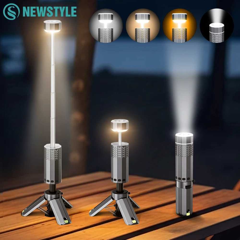 15600mAh Camping Lights Rechargeable Telescopic Portable Tent Lantern Collapsible Flashlight Hiking Fishing Travel M251115