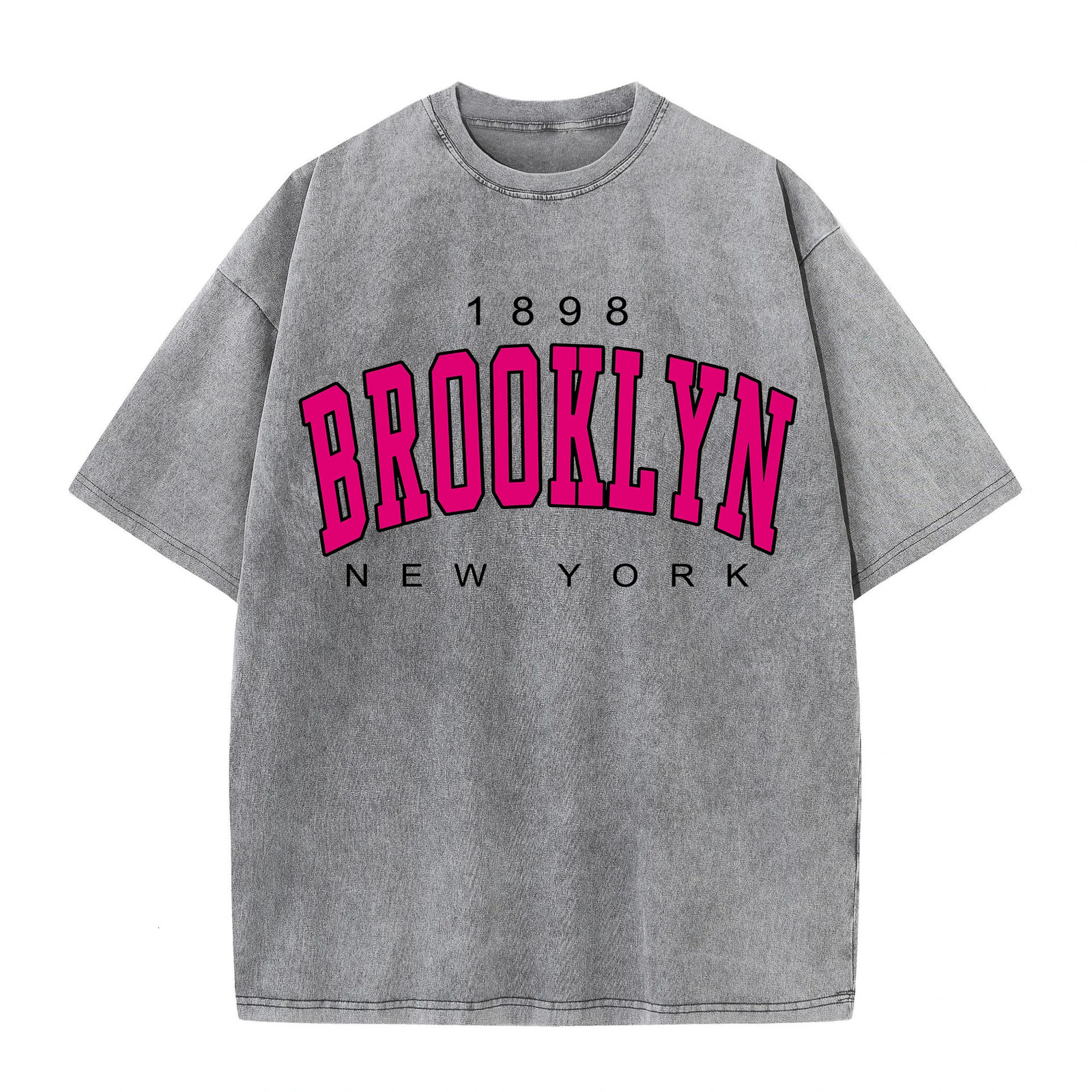 Womans Cotton Washed T-Shirts Fashion Loose O-Neck Short Sleeve Brooklyn York Printing Tops Summer Street Female Clothes 250415
