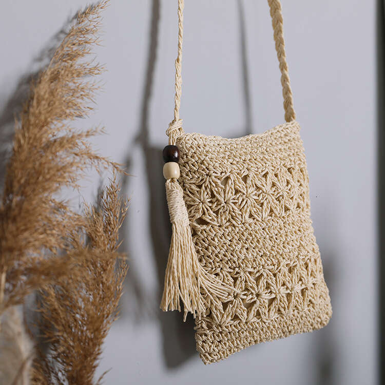 Handmade Beach Bag 2024 New Fashion Women's Single Shoulder Diagonal Straddle Grass Woven Bag Instagram Style Kq2