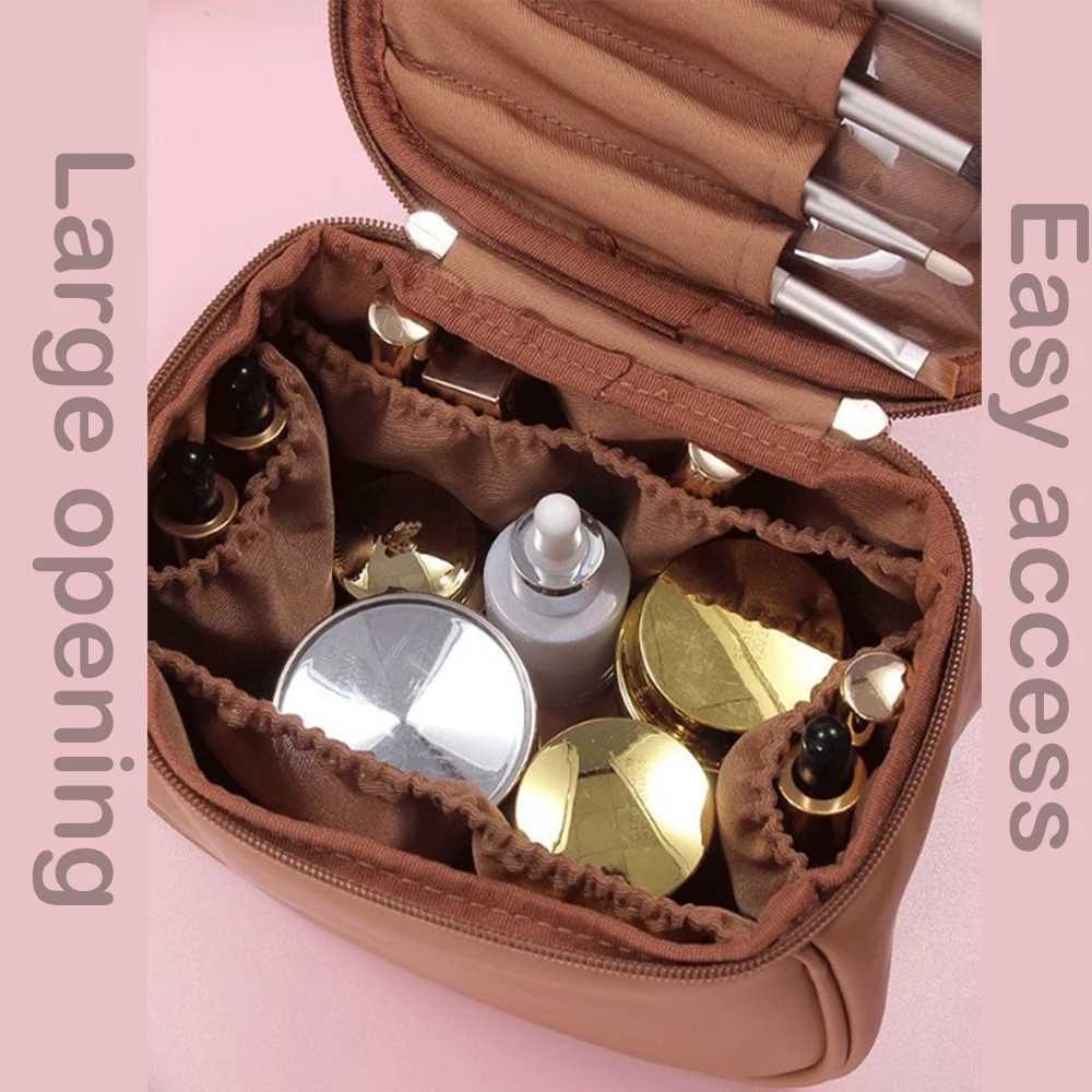 1 piece of PU leather storage bag with large capacity portable and waterproof suitable for travel storageXJ250415