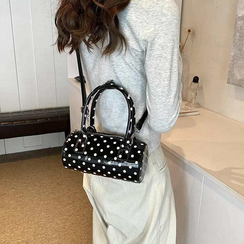 PU leather polka dot womens handbag casual cross bag pillow Boston handbag 250410