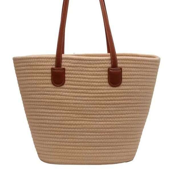 Handmade Beach Bag Cotton Rope Straw For Women, Large Capacity 2023 New Woven Shoulder Bag, High-End Sensory Communication Tote Bag Kq2