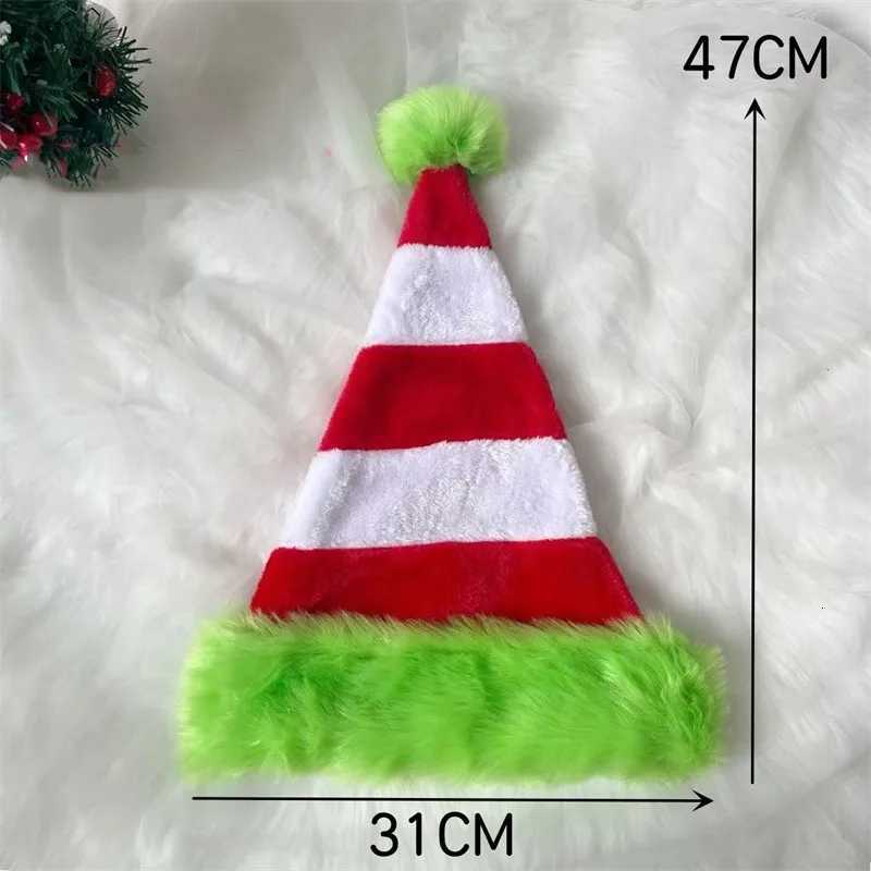 Splicing Christmas Santa Hat Xmas Long Plush Holiday Red Hat For Woman And Man Unisex 2025 New Year Festive Party Supplies Gifts Y251115