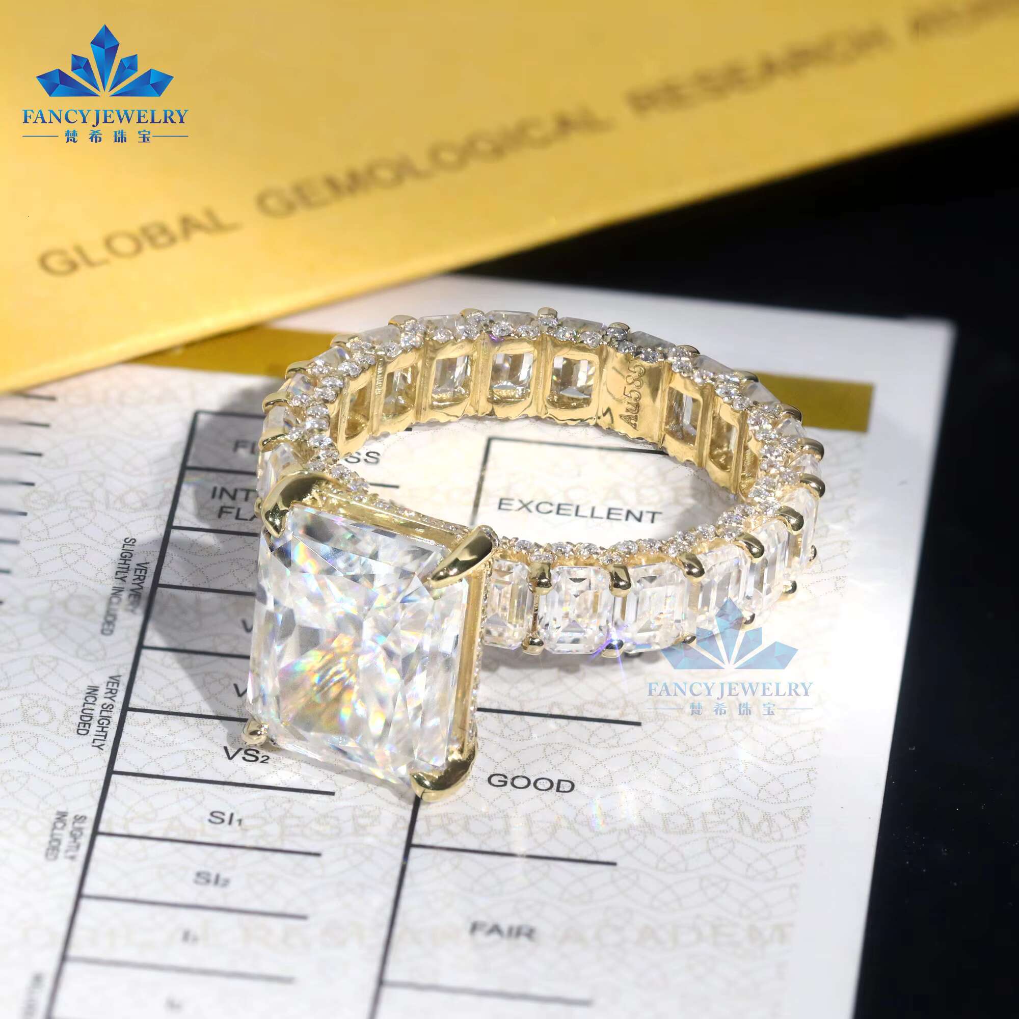 Luxury Jewelry Moissanite Engagement Ring 5CT 9x11mm Diamond GRA Radiant Cut Hidden Halo Silver 10K Solid Gold Custom