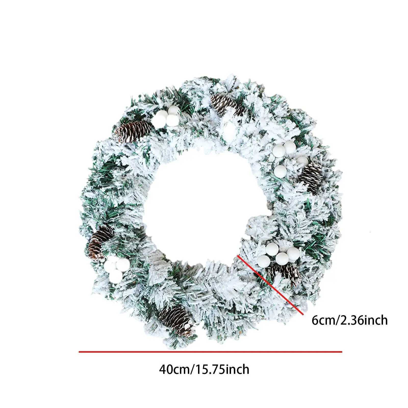 Artificial Wreath Door Wedding Pine Cones Decorative Home Snow Flocked Christmas Wreath for Party Wall Holiday Garden FireplaceM251115