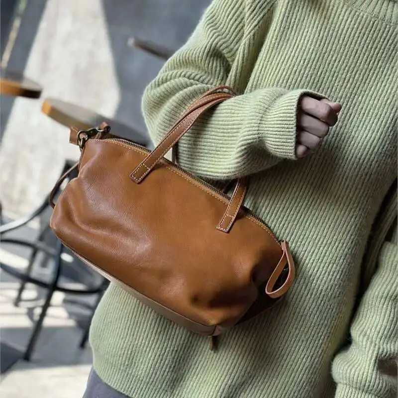 MOTAORA 2025 New Womens Genuine Leather Handbag Casual Versatile Female Shoulder Bag Solid-Color Natural Soft CowhideW251115