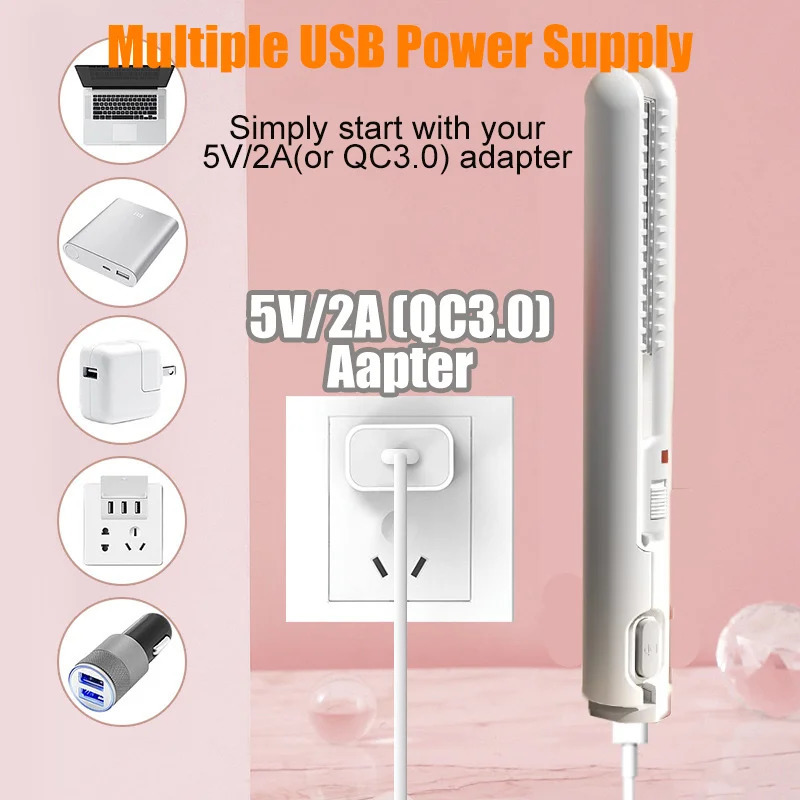 Mini Hair Straightener USB Power Supply 5V2A Flat Iron for Straightening Bang 16W Portable Hair Iron for Home and Travel Use 250414