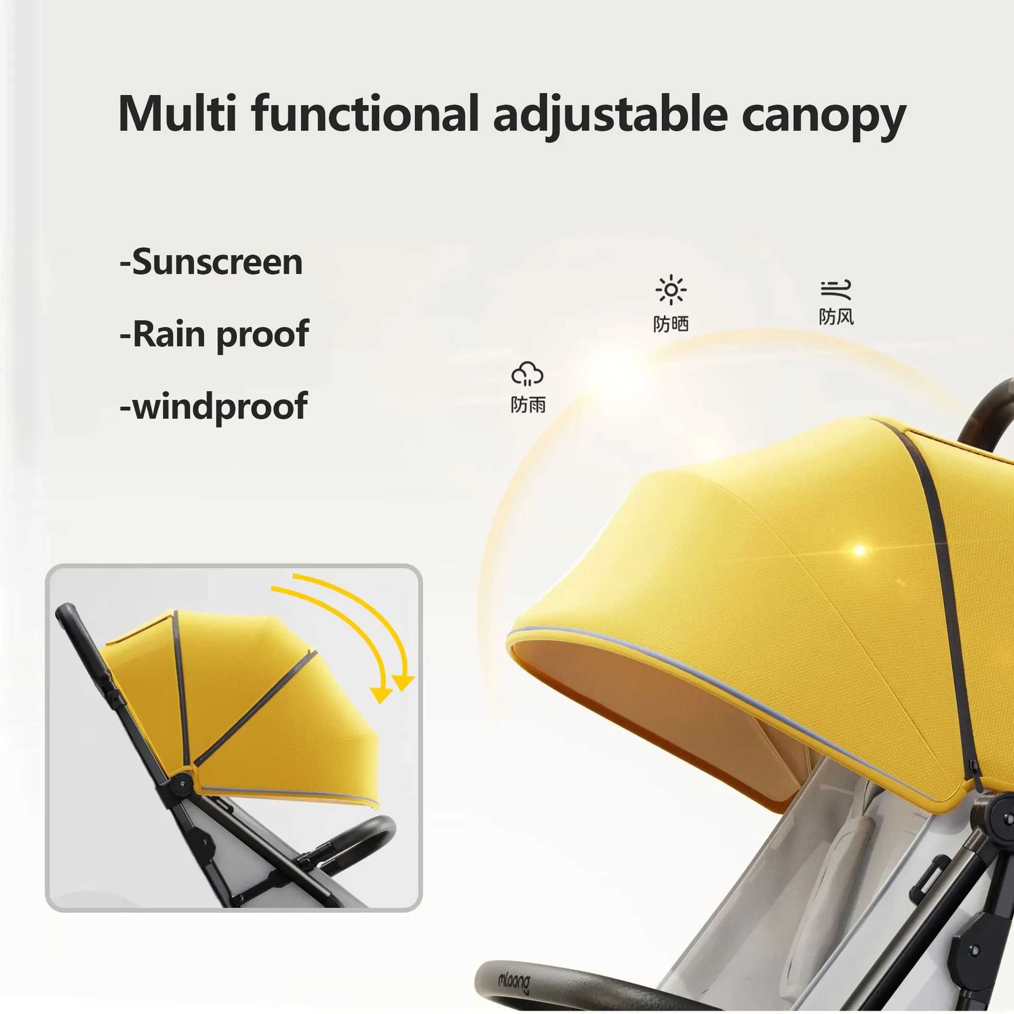 New automatic folding baby stroller lightweight foldable baby stroller can be explored through adjustable ceiling X250415