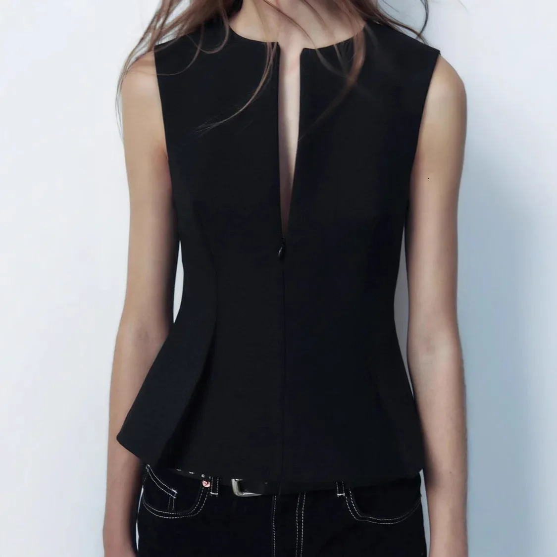 ZRWOMEN Elegant Mini Dress Style Top Polyester Fiber Tank with Twist ly Arrived in Winter 2024 2180104013 250414Z