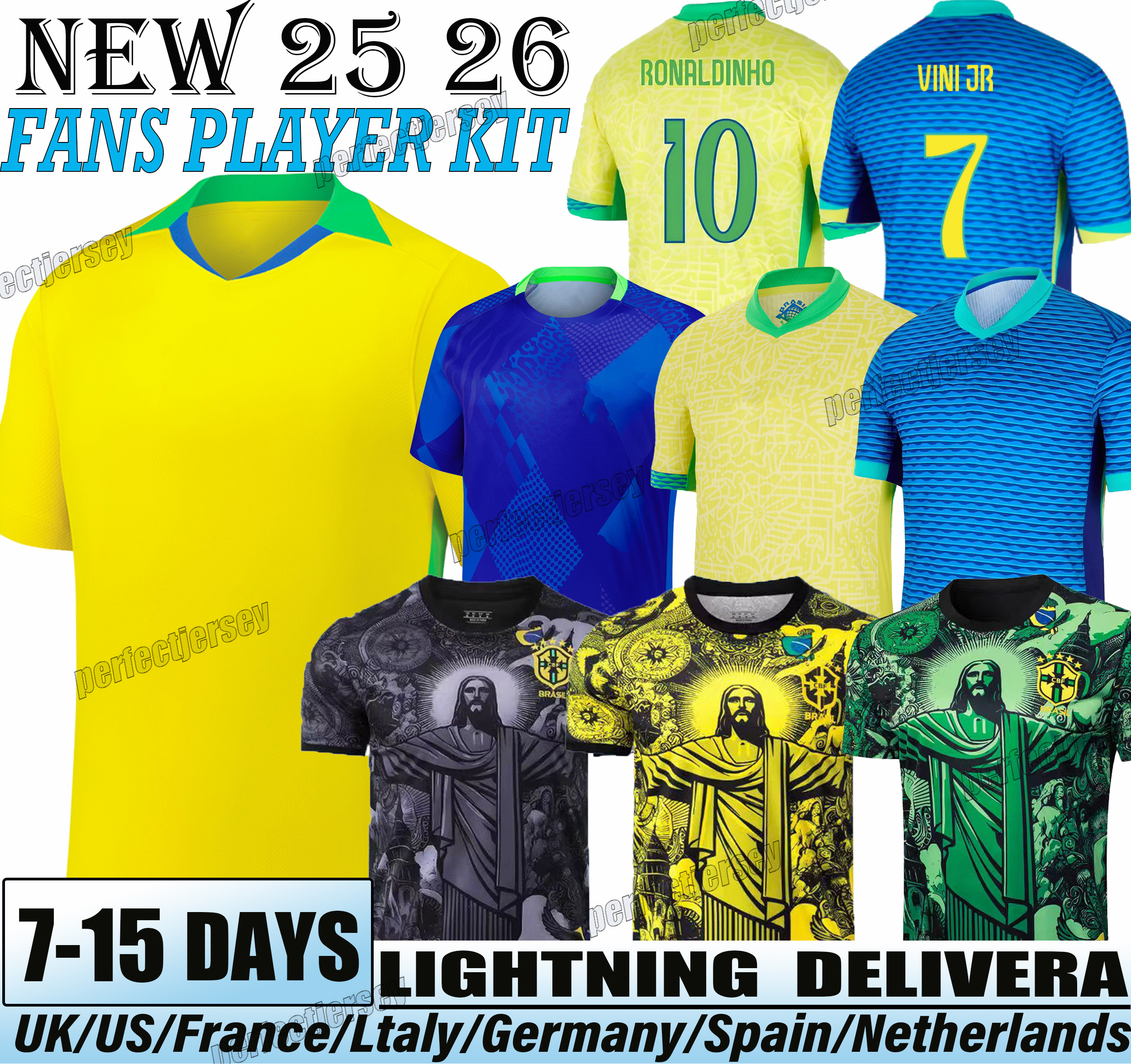 24 25 26 Brazil Soccer Jerseys Vini. Jr #7 Rodrygo #10 Bruno.G#8 Gabriel #3 Cunha #21 Martinelli #22 Carlos #24 Jerseys Brazil tracksuit kit kids Football Shirt