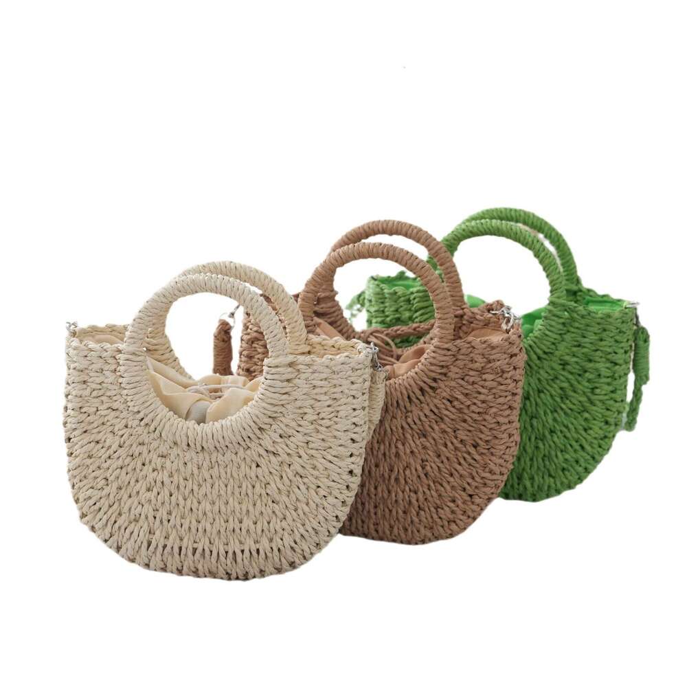 Handmade Beach Bag Instagram Popular Grass Small Round For Crossbody Moon Handmade Woven Hobo DIY Portable Women's Bag Kq2